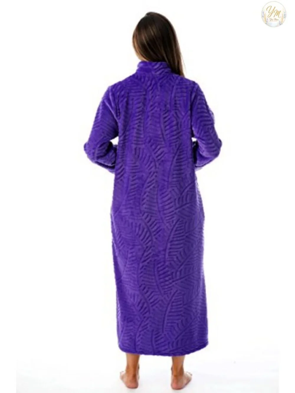 Plush Zipper Lounger Robe - Cozy Fleece Women's Zip Front House Dress